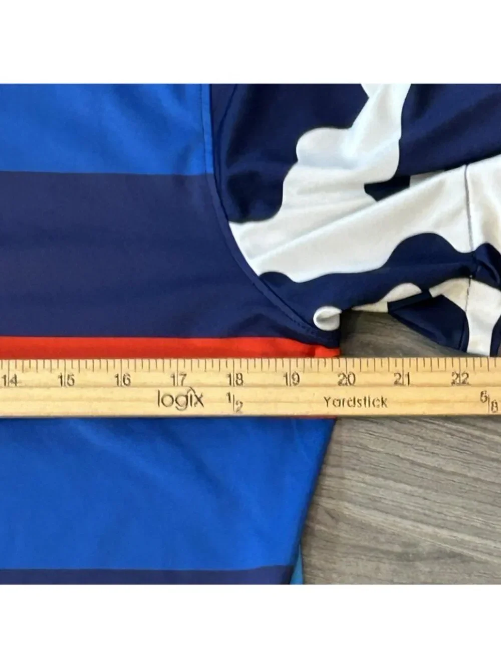 G/FORE Polo Shirt Mens L Blue Stripe Camo Summit Crown Golf Performance Stretch